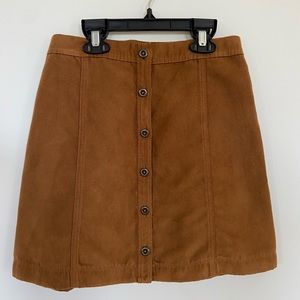 Faux Suede Button Up Skirt